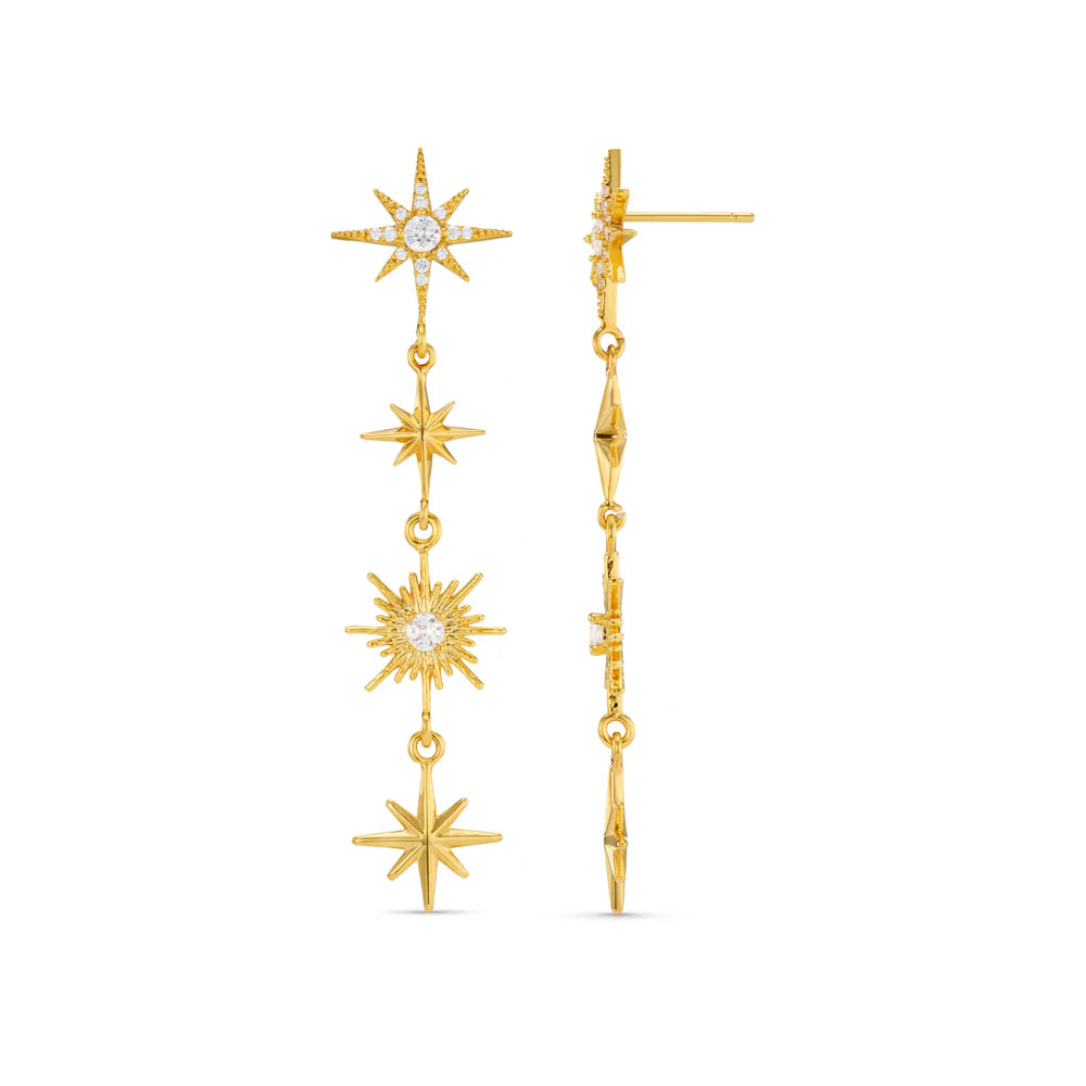 Orelia - Statement Crystal Starburst Long Drop Earrings