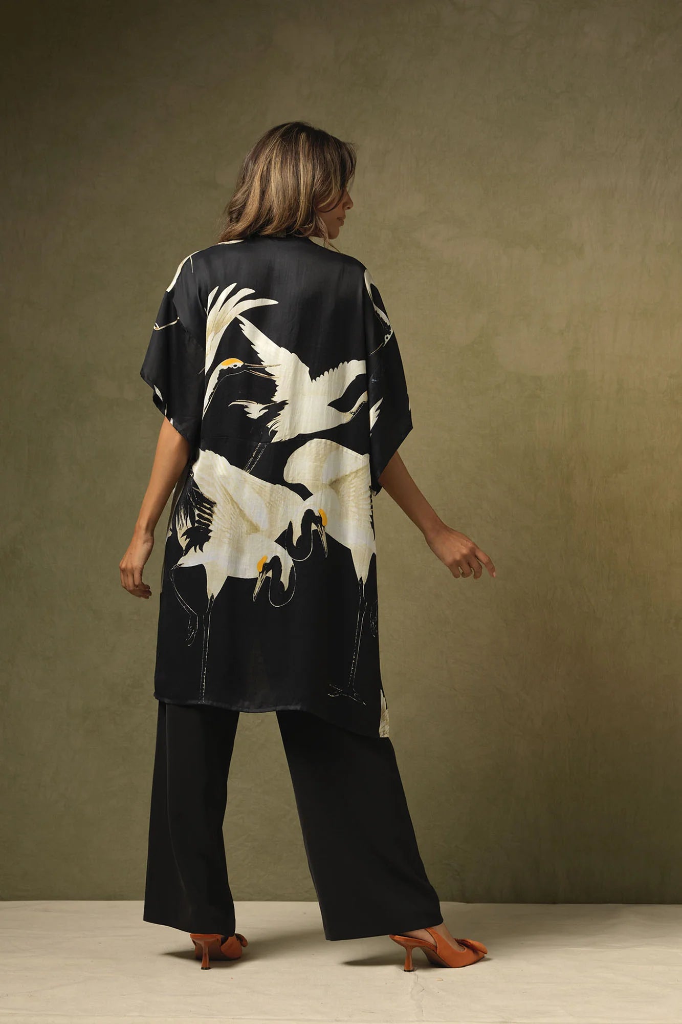 Midi Kimono - Stork Black