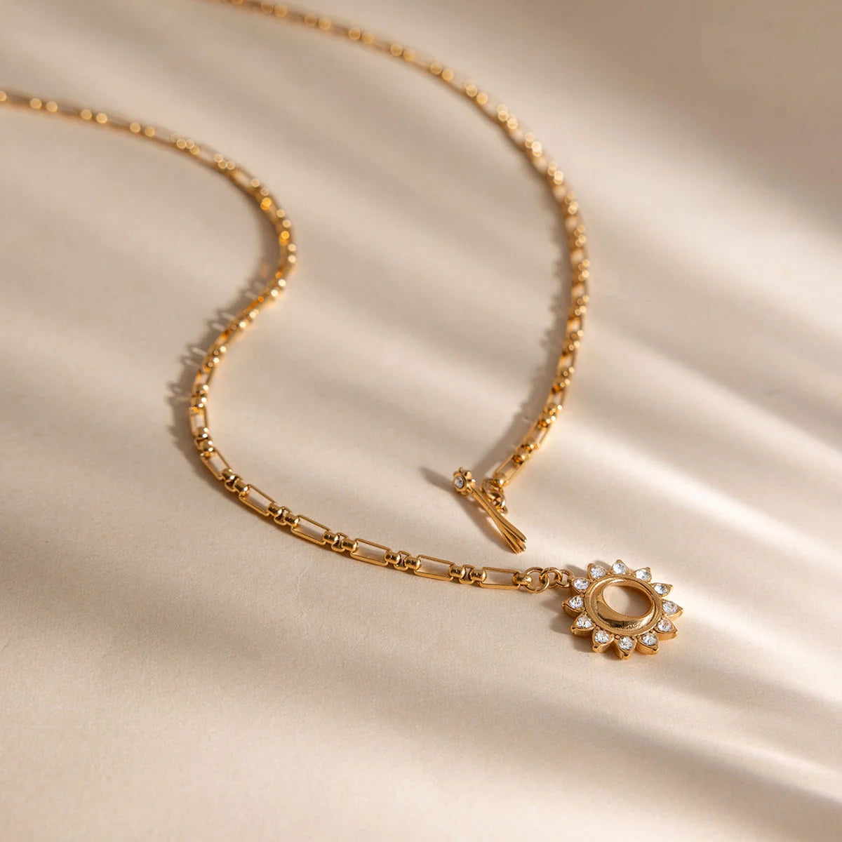 Sparkle Sun T Bar Necklace