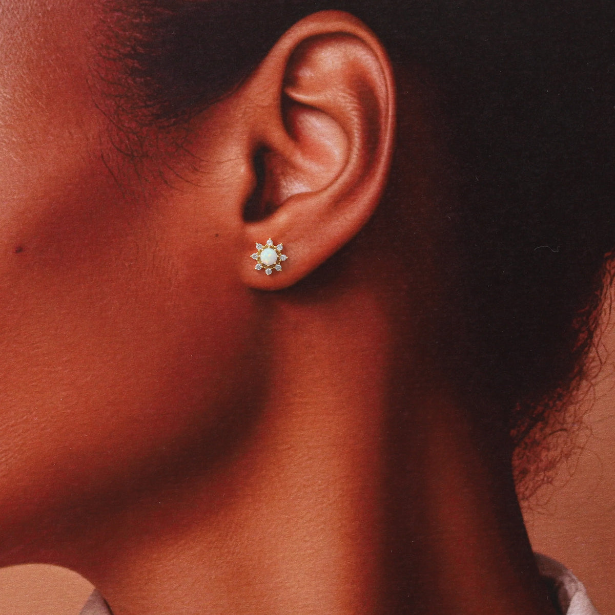 Sun Opal Earrings - Gold