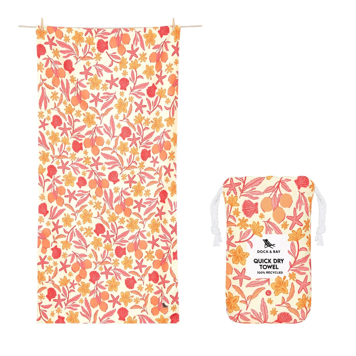 Dock & Bay - Beach Towel - Tangerine Tide - Large