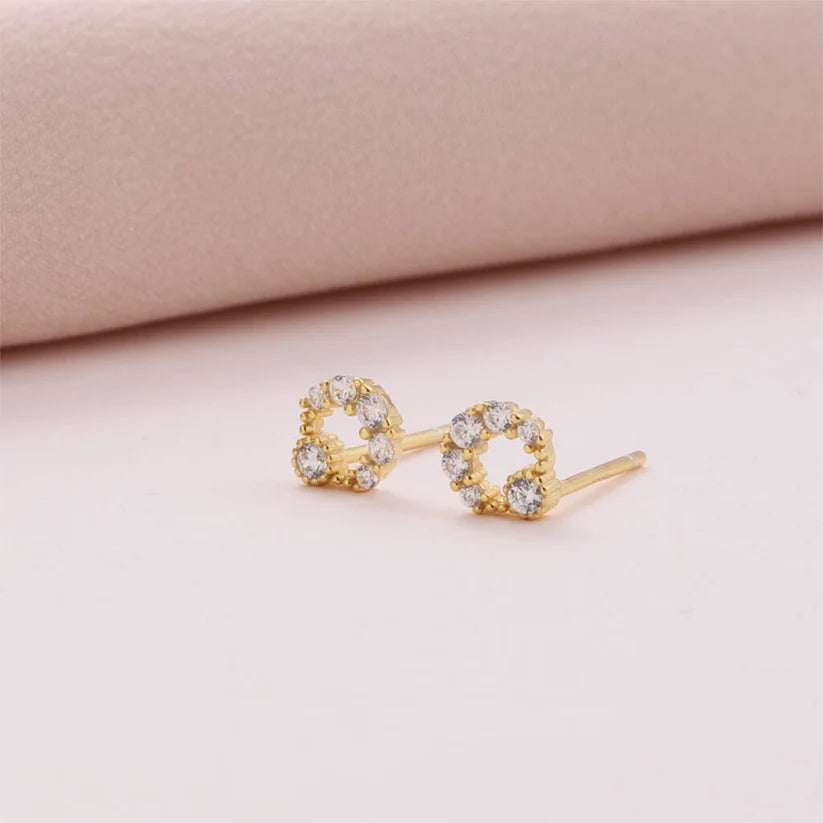 Crystal Circle Moon Earrings - Gold