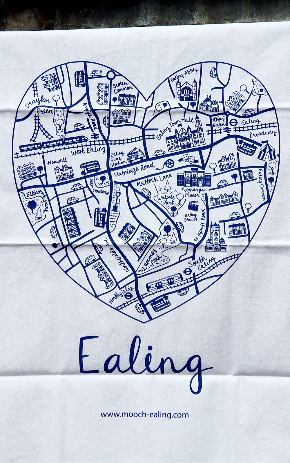 Ealing Heart Print TeaTowel