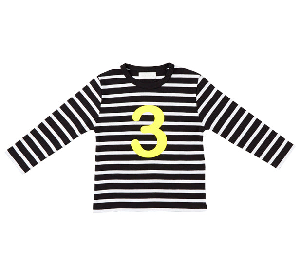 Black and White Breton Striped Age Top - Age 3