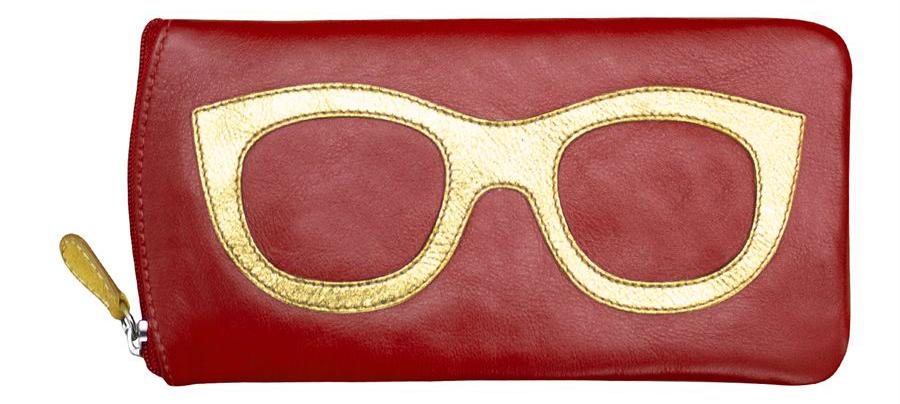 Leather Eyeglass Case - Red Gold