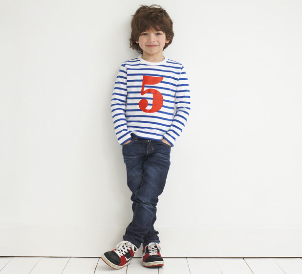 French Blue and White Breton Striped Top - Age 5