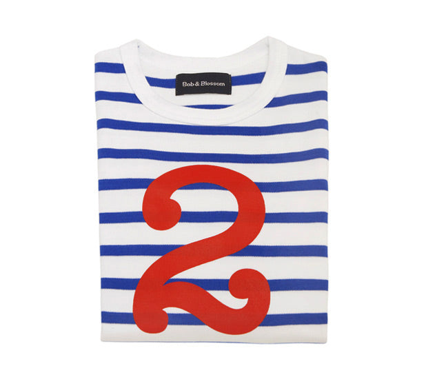 French Blue and White Breton Striped Top - Age 2
