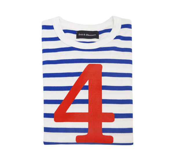 French Blue and White Breton Striped Top - Age 4