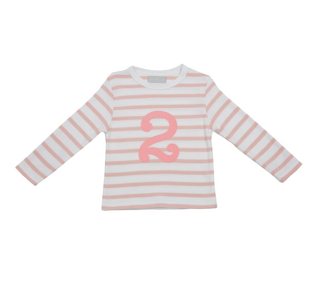 Dusky Pink and White Breton Striped Age Top - Age 2