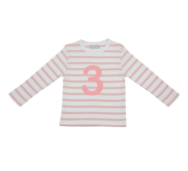 Dusky Pink and White Breton Striped Age Top - Age 3