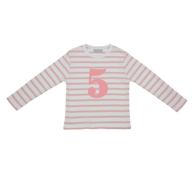 Dusky Pink and White Breton Striped Age Top - Age 5