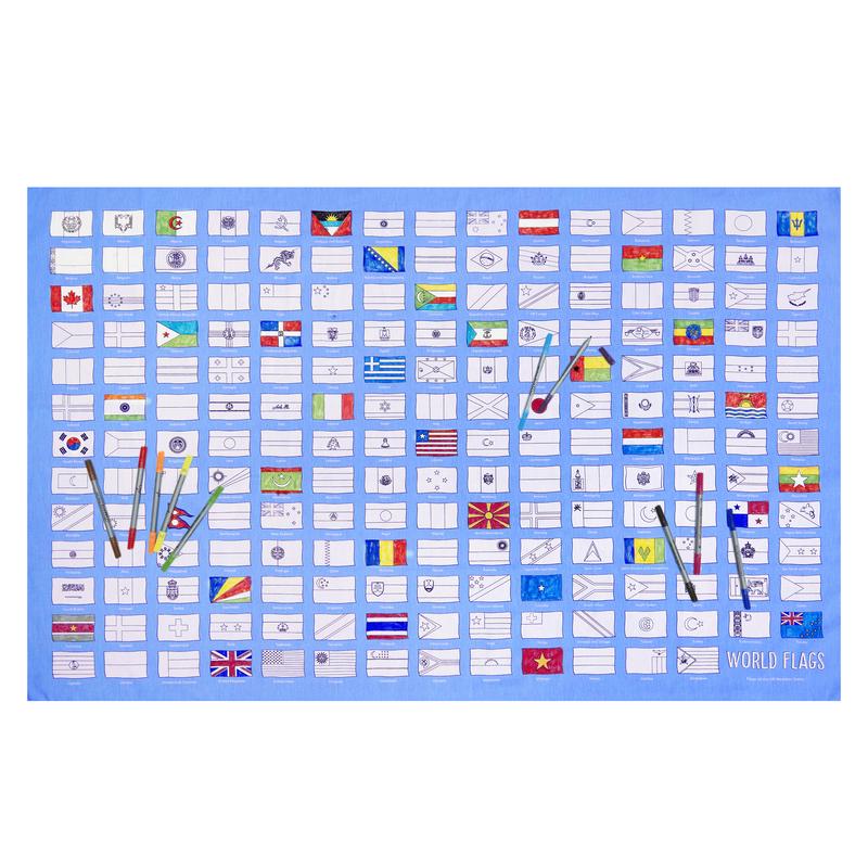 World Flags Doodle Tablecloth