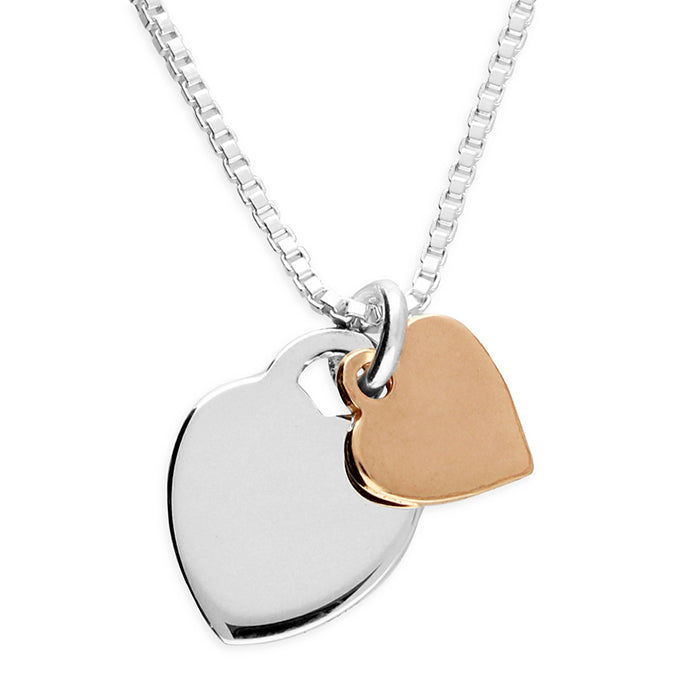 Sterling Silver Double Heart Necklace R