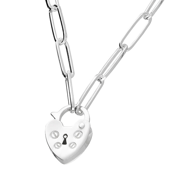 Silver Padlock Clasp Necklace