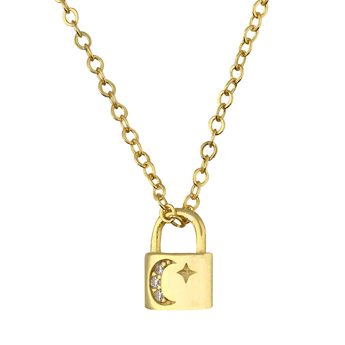 GP Sterling Silver Moon Padlock Necklace