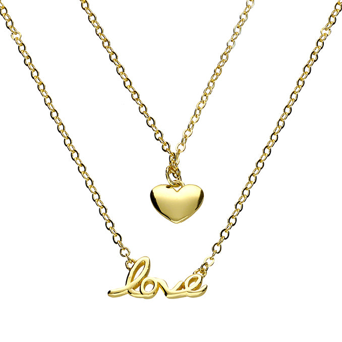 SS Heart / Love Double Chain Necklace
