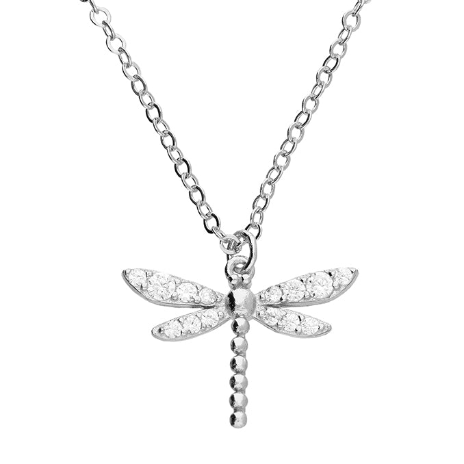 Sterling Silver CZ Dragonfly Necklace