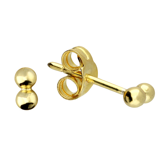 Yellow Gold Tiny Double Bead Stud