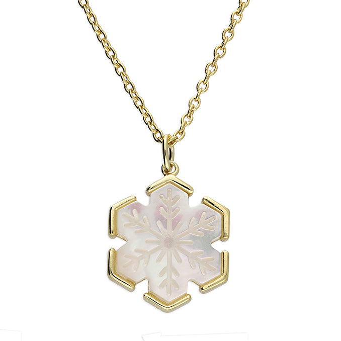 Gold Plated Sterling Silver Opal Snowflake Necklace