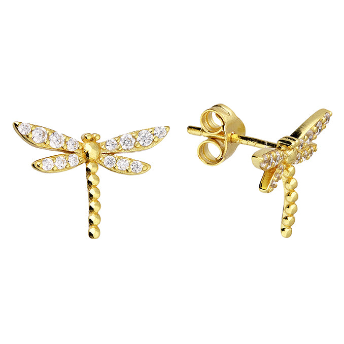 Gold Plated Sterling Silver Dragonfly Stud