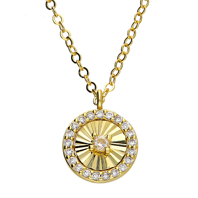 Gold Plated Sterling Silver Fanned Disc Necklace