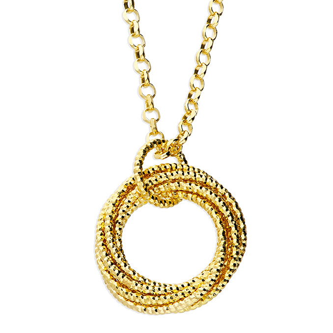 Diamond Cut Circles Necklace - Gold