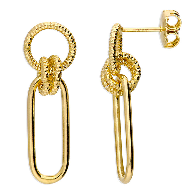 Circle Link Drop Stud Earrings - Gold