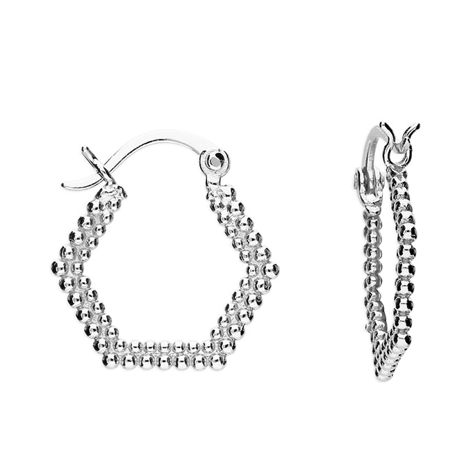 Flat Bead Pentagon Hoop Small SS