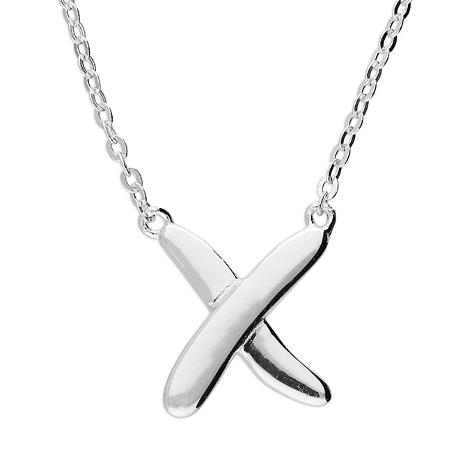 Plain Kiss Sterling Silver Necklace