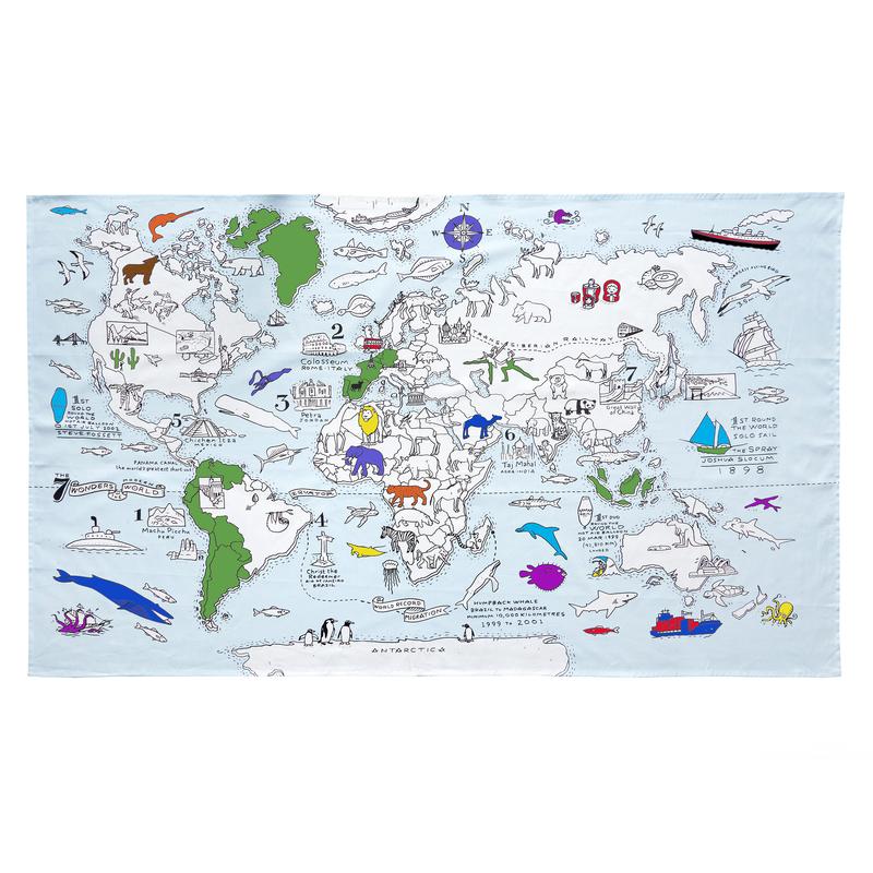 World Map Doodle Tablecloth