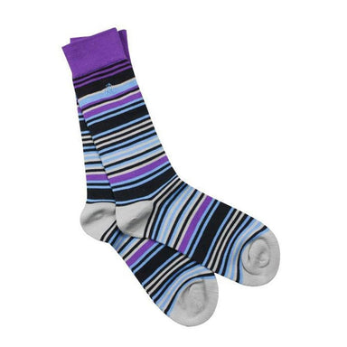 Swole Panda Purple/Blue Narrow Stripe Bamboo Socks