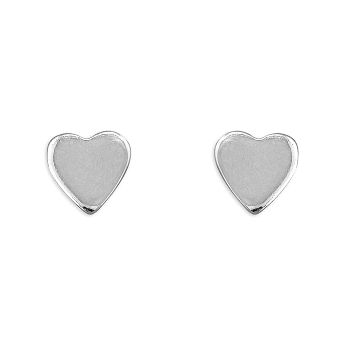 Silver Flat Heart Studs