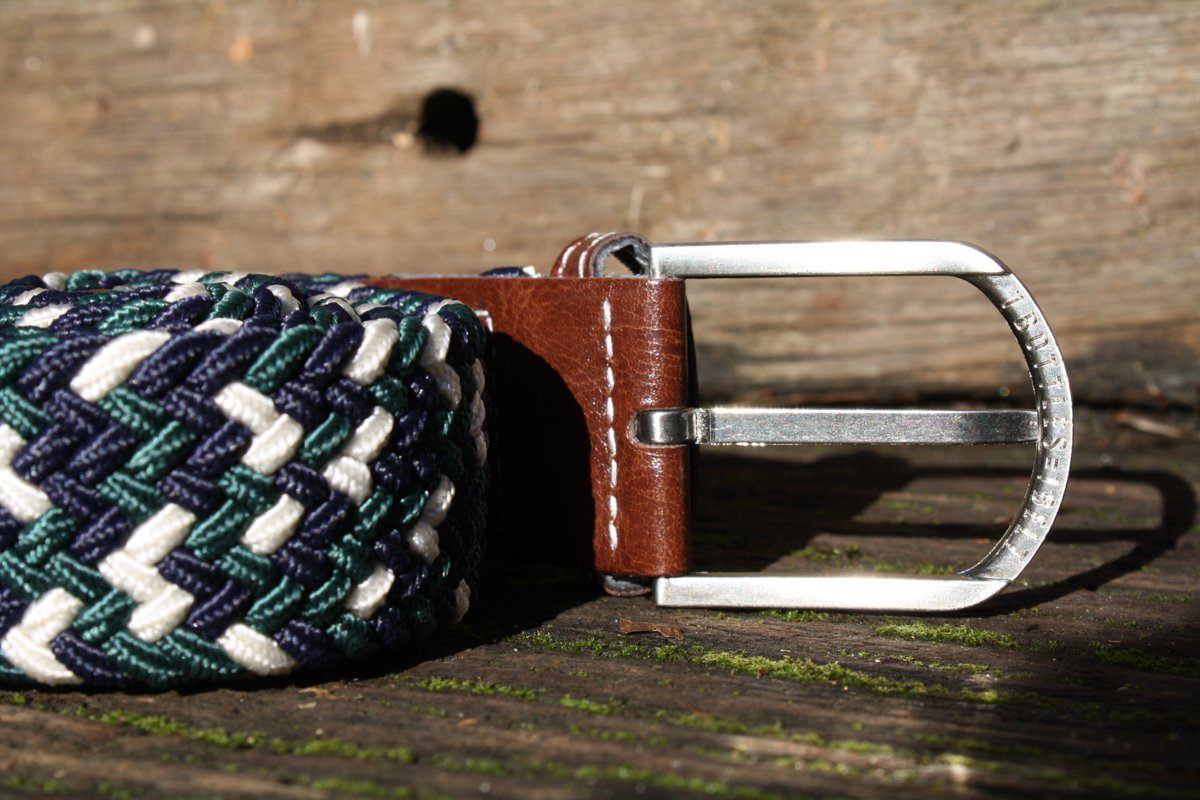 Navy /Green Zigzag Woven Belt