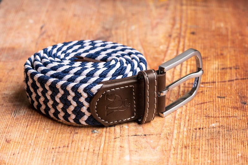 Swole Panda - Navy / White - ZigZag Woven Belt - Medium