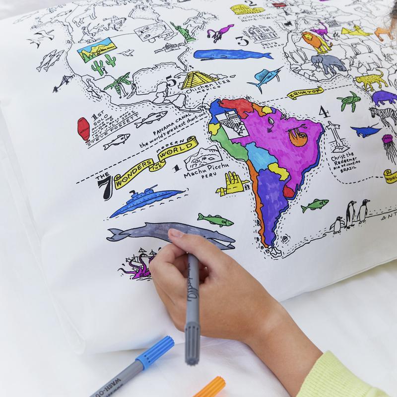 World Map Doodle Pillowcase