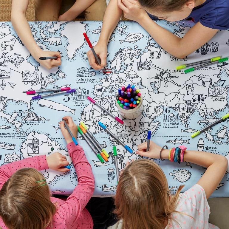 World Map Doodle Tablecloth