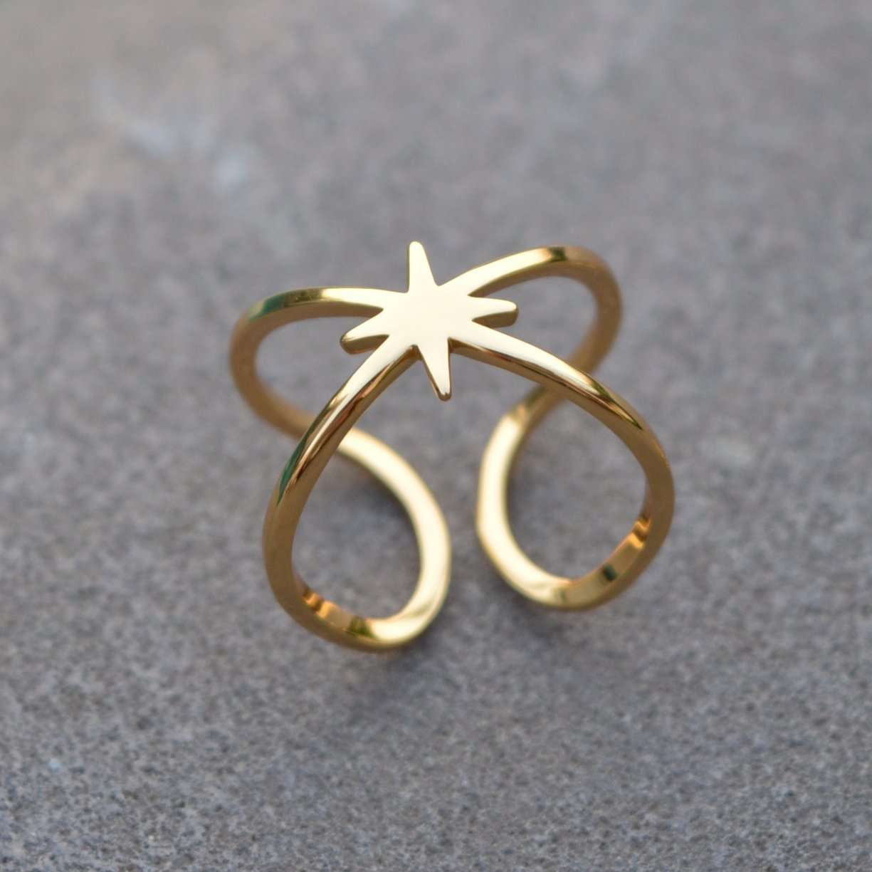 Double Band Adjustable Star Ring - SS