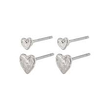 Sophia Small Heart Stud Earrings Silver
