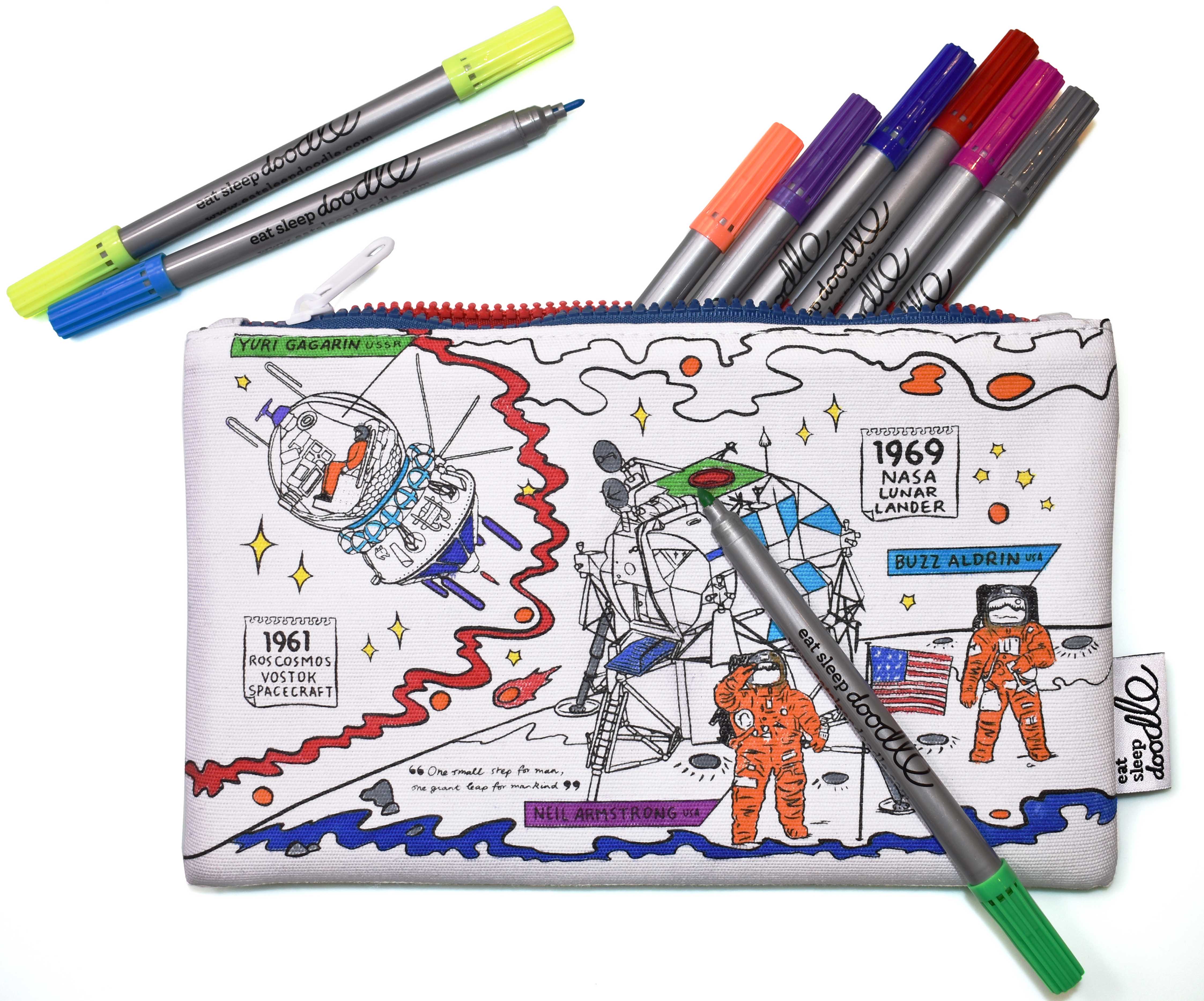 Space Explorer Doodle Pencil Case