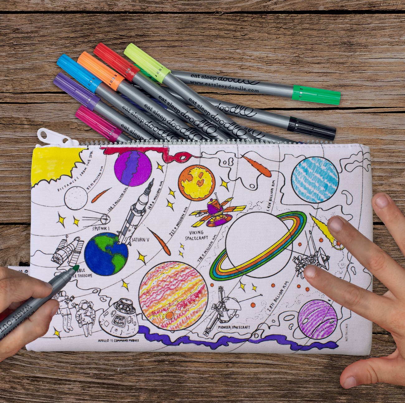 Space Explorer Doodle Pencil Case