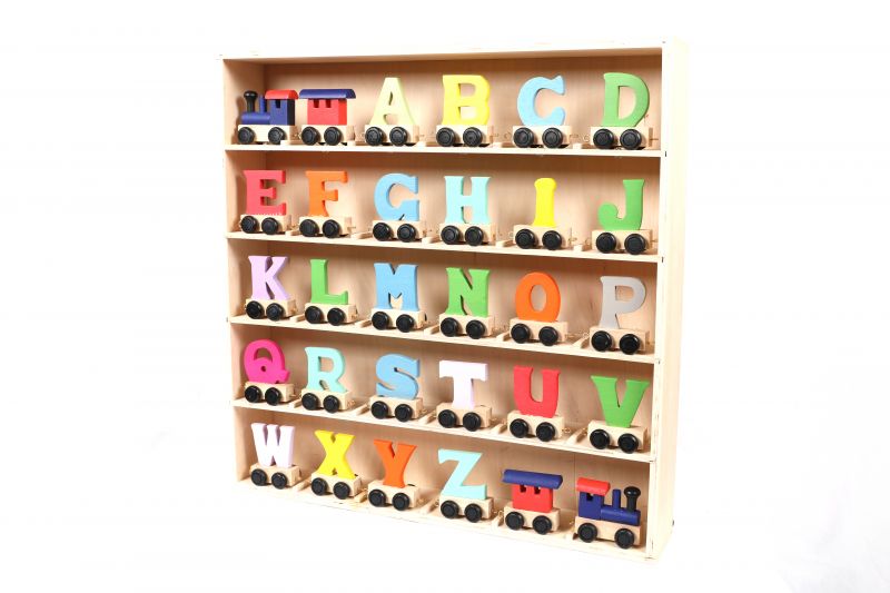 Coloured Wooden Train Alphabet & Carraiges